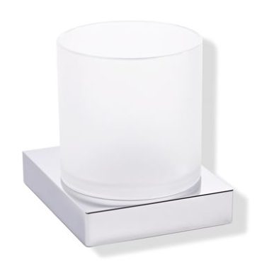 Hewi Halter System 100 verchromt, Becher Kristallglas satiniert