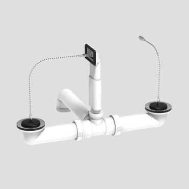 Universal Spueltisch-Ablaufgarn.f.2 Becken 1 1/2" 170-330mm m.2 Ketten u.2 Haltern